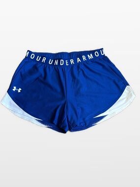 Under Armour Play Up 3.0 Women's Cobalt Blue & White Athletic Shorts Size Medium
